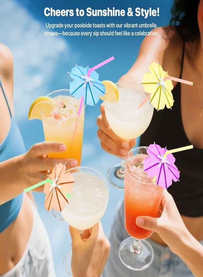 WELLFAR Fun Umbrella Drink Straws, Tropical Cocktail Straws with Mini Umbrella, Tiki & Hawaiian Party Decorations, Colorful Parasol Straw for Margarita, Pina Colada, Mojito, Summer Beverages. 50 PCS - Image 4